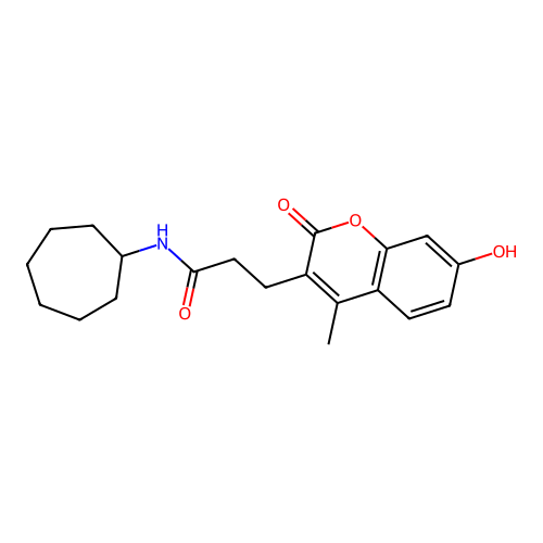 N-cycloheptyl-3-(7-hydroxy-4-methyl-2-oxo-2H-chromen-3-yl)propanamide structure