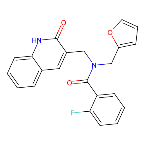 2-fluoro-N-(furan-2-ylmethyl)-N-((2-hydroxyquinolin-3-yl)methyl)benzamide structure