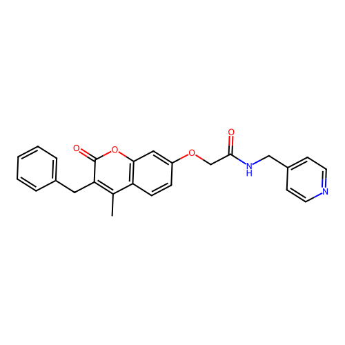 2-((3-benzyl-4-methyl-2-oxo-2H-chromen-7-yl)oxy)-N-(pyridin-4-ylmethyl)acetamide structure