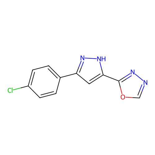 2-[3-(4-chlorophenyl)-1H-pyrazol-5-yl]-1,3,4-oxadiazole structure
