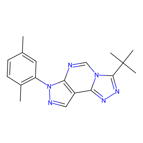 3-tert-butyl-7-(2,5-dimethylphenyl)-7H-pyrazolo[4,3-e][1,2,4]triazolo[4,3-c]pyrimidine structure