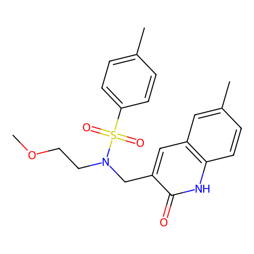 N-((2-hydroxy-6-methylquinolin-3-yl)methyl)-N-(2-methoxyethyl)-4-methylbenzenesulfonamide structure