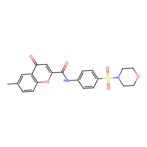 6-methyl-N-[4-(morpholin-4-ylsulfonyl)phenyl]-4-oxo-4H-chromene-2-carboxamide structure