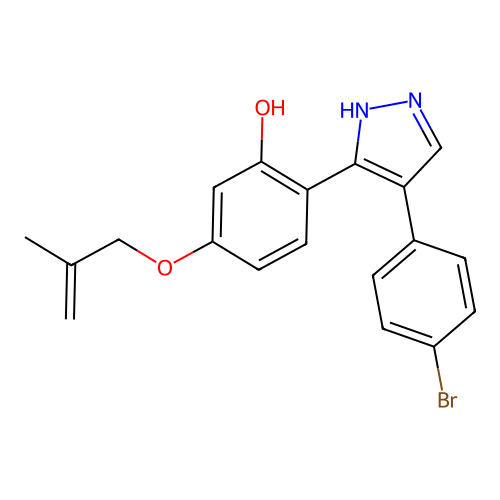2-[4-(4-bromophenyl)-1H-pyrazol-3-yl]-5-[(2-methylprop-2-en-1-yl)oxy]phenol structure