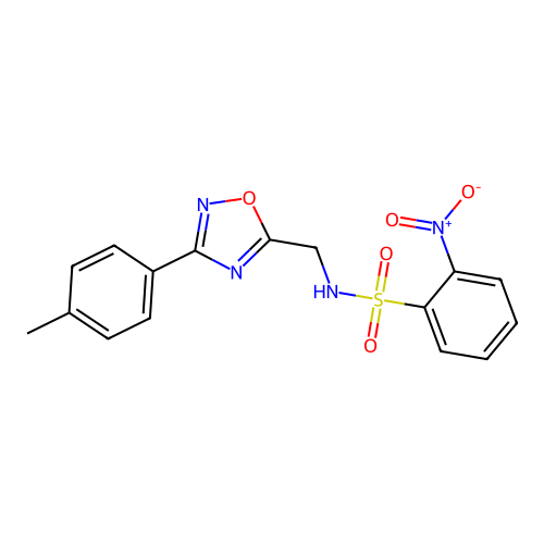 N-{[3-(4-methylphenyl)-1,2,4-oxadiazol-5-yl]methyl}-2-nitrobenzenesulfonamide structure