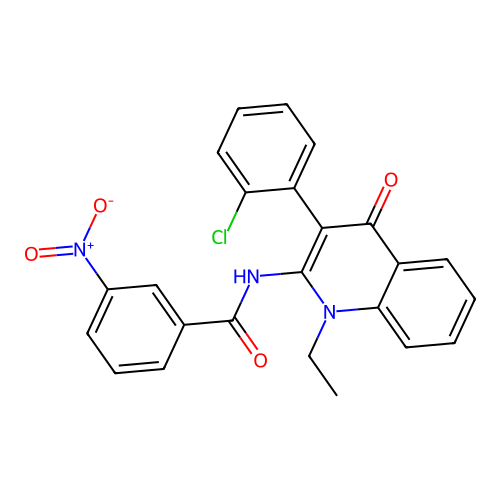 N-(3-(2-chlorophenyl)-1-ethyl-4-oxo-1,4-dihydroquinolin-2-yl)-3-nitrobenzamide structure
