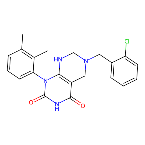 6-(2-chlorobenzyl)-1-(2,3-dimethylphenyl)-5,6,7,8-tetrahydropyrimido[4,5-d]pyrimidine-2,4(1H,3H)-dione structure