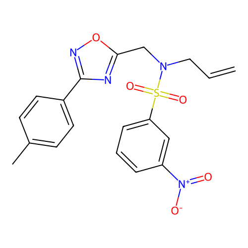 N-allyl-3-nitro-N-((3-(p-tolyl)-1,2,4-oxadiazol-5-yl)methyl)benzenesulfonamide structure