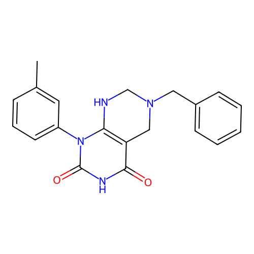 6-benzyl-2-hydroxy-1-(3-methylphenyl)-5,6,7,8-tetrahydropyrimido[4,5-d]pyrimidin-4(1H)-one structure