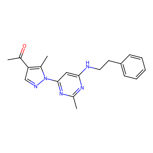 1-(5-methyl-1-(2-methyl-6-(phenethylamino)pyrimidin-4-yl)-1H-pyrazol-4-yl)ethanone structure