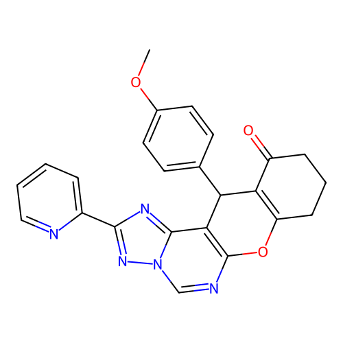 12-(4-methoxyphenyl)-2-(pyridin-2-yl)-8,9,10,12-tetrahydro-11H-chromeno[3,2-e][1,2,4]triazolo[1,5-c]pyrimidin-11-one structure