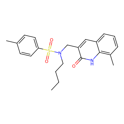 N-butyl-N-((2-hydroxy-8-methylquinolin-3-yl)methyl)-4-methylbenzenesulfonamide structure