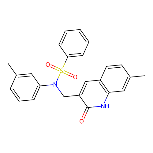 N-((2-hydroxy-7-methylquinolin-3-yl)methyl)-N-(m-tolyl)benzenesulfonamide structure