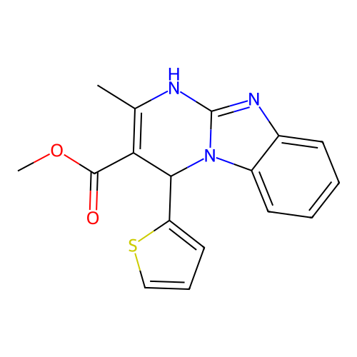 methyl 2-methyl-4-(2-thienyl)-1,4-dihydropyrimido[1,2-a]benzimidazole-3-carboxylate structure