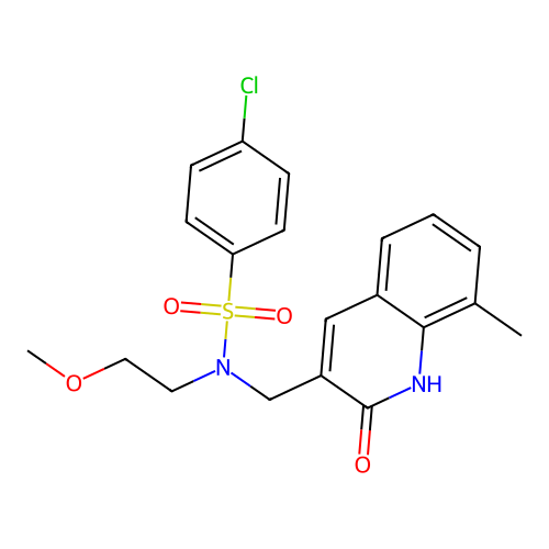 4-chloro-N-((2-hydroxy-8-methylquinolin-3-yl)methyl)-N-(2-methoxyethyl)benzenesulfonamide structure