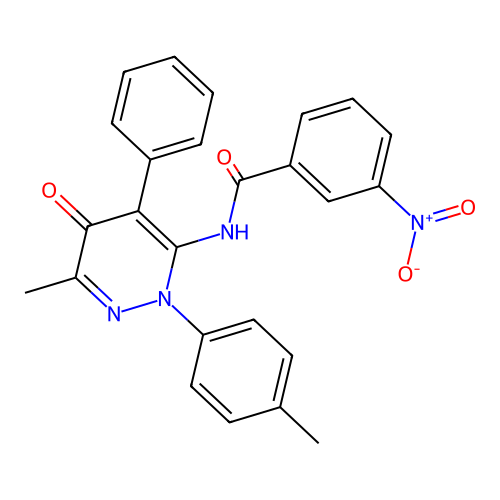 N-(6-methyl-5-oxo-4-phenyl-2-(p-tolyl)-2,5-dihydropyridazin-3-yl)-3-nitrobenzamide structure