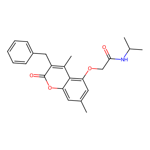 2-[(3-benzyl-4,7-dimethyl-2-oxo-2H-chromen-5-yl)oxy]-N-(propan-2-yl)acetamide structure