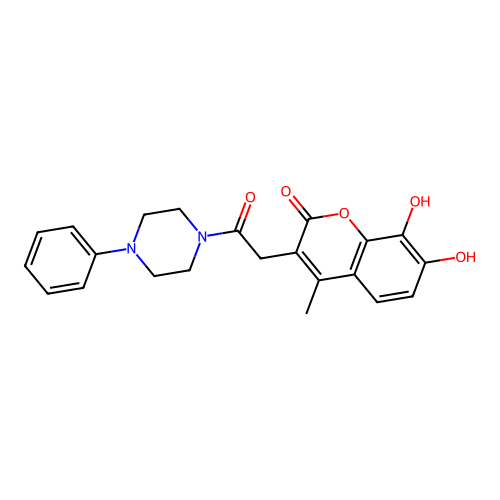 7,8-dihydroxy-4-methyl-3-(2-oxo-2-(4-phenylpiperazin-1-yl)ethyl)-2H-chromen-2-one structure