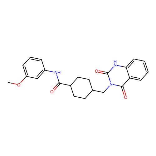 4-((2,4-dioxo-1,2-dihydroquinazolin-3(4H)-yl)methyl)-N-(3-methoxyphenyl)cyclohexanecarboxamide structure