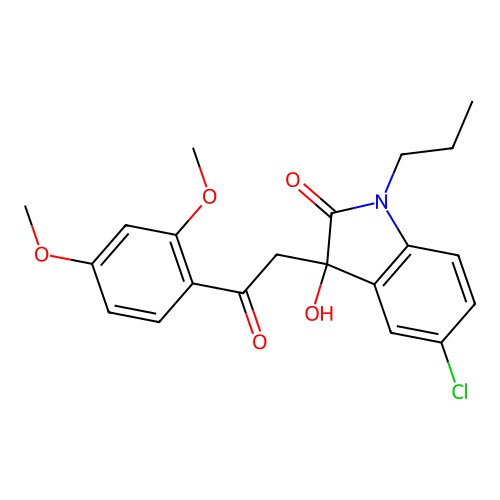 5-chloro-3-(2-(2,4-dimethoxyphenyl)-2-oxoethyl)-3-hydroxy-1-propylindolin-2-one structure