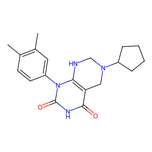 6-cyclopentyl-1-(3,4-dimethylphenyl)-5,6,7,8-tetrahydropyrimido[4,5-d]pyrimidine-2,4(1H,3H)-dione structure