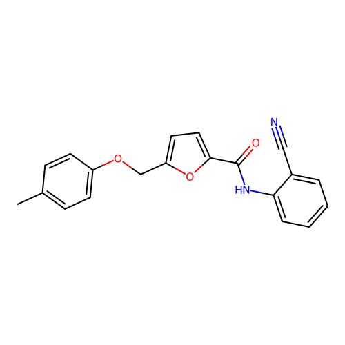 N-(2-cyanophenyl)-5-[(4-methylphenoxy)methyl]furan-2-carboxamide structure