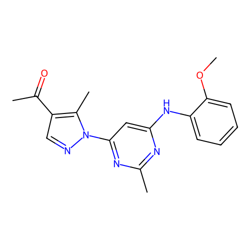 1-[1-[6-(2-methoxyanilino)-2-methylpyrimidin-4-yl]-5-methylpyrazol-4-yl]ethanone structure