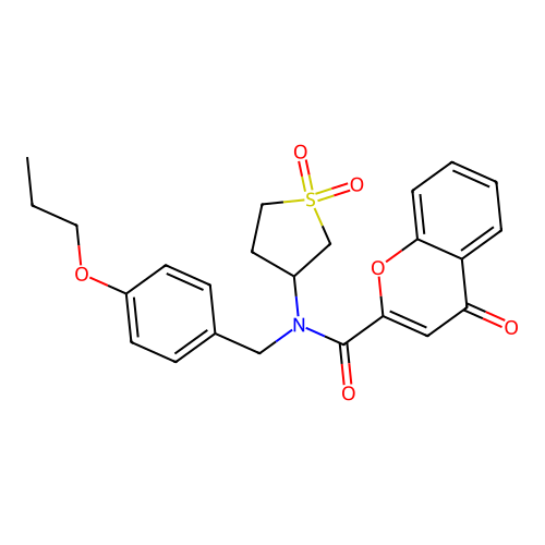 N-(1,1-dioxidotetrahydrothiophen-3-yl)-4-oxo-N-(4-propoxybenzyl)-4H-chromene-2-carboxamide structure