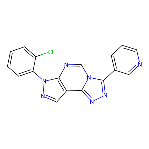 7-(2-chlorophenyl)-3-(pyridin-3-yl)-7H-pyrazolo[4,3-e][1,2,4]triazolo[4,3-c]pyrimidine structure