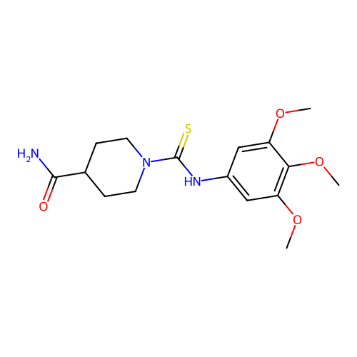 1-[(3,4,5-Trimethoxyphenyl)carbamothioyl]piperidine-4-carboxamide structure