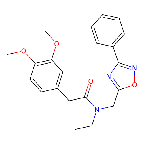 2-(3,4-dimethoxyphenyl)-N-ethyl-N-[(3-phenyl-1,2,4-oxadiazol-5-yl)methyl]acetamide structure