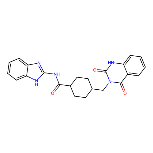N-(1H-benzo[d]imidazol-2-yl)-4-((2,4-dioxo-1,2-dihydroquinazolin-3(4H)-yl)methyl)cyclohexanecarboxamide structure