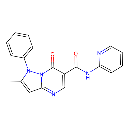 2-Methyl-7-oxo-1-phenyl-N-2-pyridinyl-1,7-dihydropyrazolo(1,5-a)pyrimidine-6-carboxamide structure