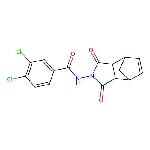 3,4-dichloro-N-(1,3-dioxo-1,3,3a,4,7,7a-hexahydro-2H-4,7-methanoisoindol-2-yl)benzamide structure