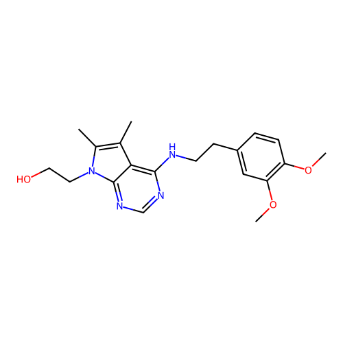 2-[4-[2-(3,4-dimethoxyphenyl)ethylamino]-5,6-dimethylpyrrolo[2,3-d]pyrimidin-7-yl]ethanol structure