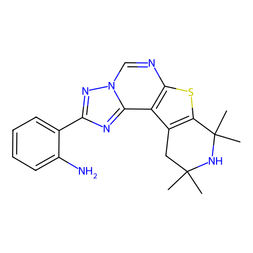 2-(8,8,10,10-tetramethyl-8,9,10,11-tetrahydropyrido[4',3':4,5]thieno[3,2-e][1,2,4]triazolo[1,5-c]pyrimidin-2-yl)aniline structure
