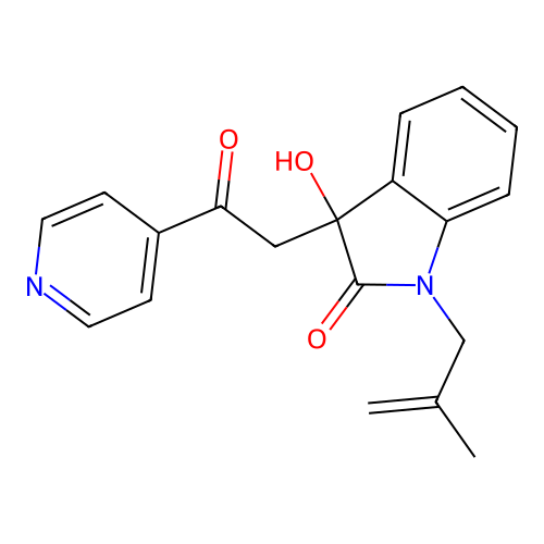 3-Hydroxy-1-(2-methylprop-2-enyl)-3-(2-oxo-2-pyridin-4-ylethyl)indol-2-one structure