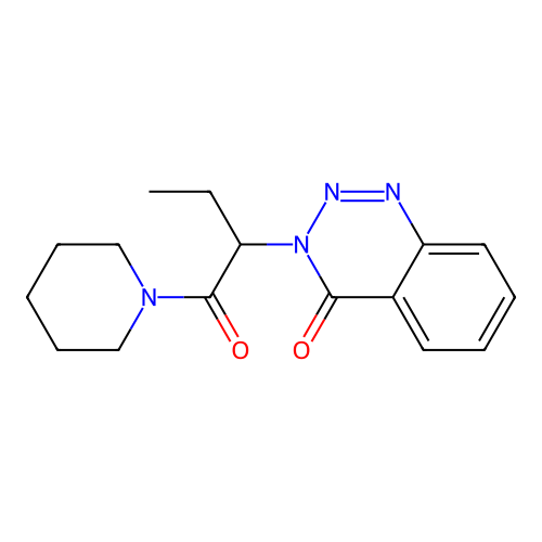3-[1-(piperidinocarbonyl)propyl]-1,2,3-benzotriazin-4(3H)-one structure