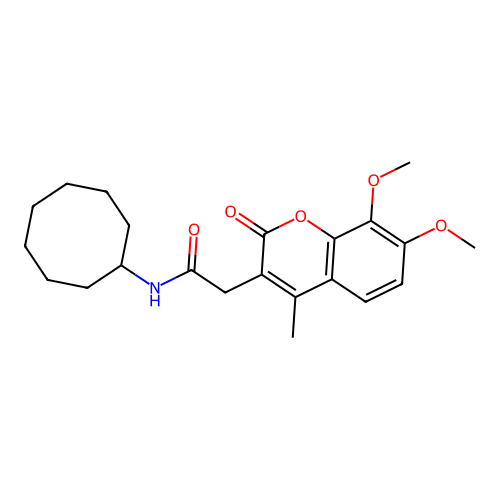 N-cyclooctyl-2-(7,8-dimethoxy-4-methyl-2-oxo-2H-chromen-3-yl)acetamide structure
