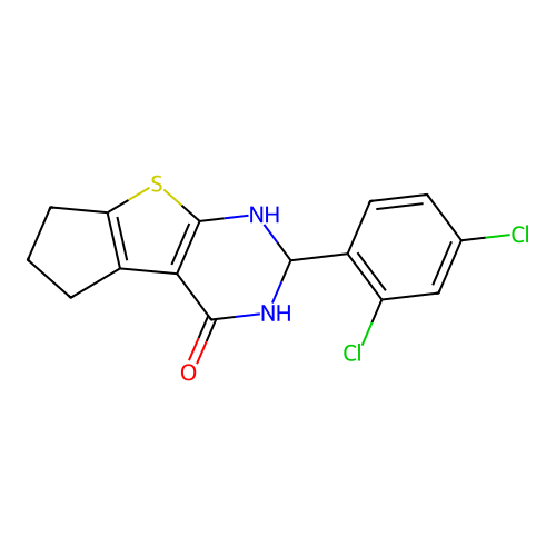 2-(2,4-dichlorophenyl)-1,5,6,7-tetrahydro-2H-cyclopenta[4,5]thieno[2,3-d]pyrimidin-4-ol structure