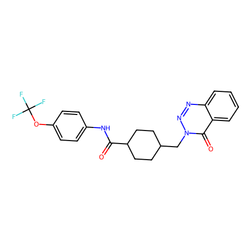 4-((4-oxobenzo[d][1,2,3]triazin-3(4H)-yl)methyl)-N-(4-(trifluoromethoxy)phenyl)cyclohexanecarboxamide structure