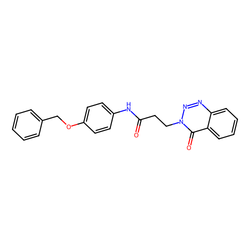 N-[4-(benzyloxy)phenyl]-3-(4-oxo-1,2,3-benzotriazin-3(4H)-yl)propanamide structure