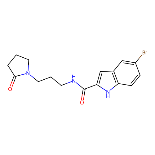 5-bromo-N-[3-(2-oxopyrrolidin-1-yl)propyl]-1H-indole-2-carboxamide structure