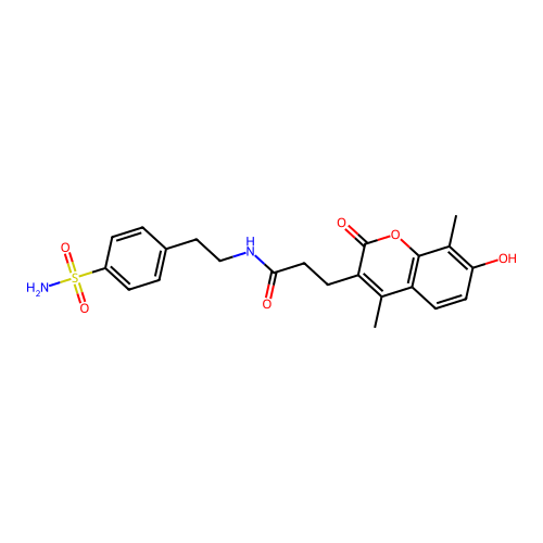 3-(7-hydroxy-4,8-dimethyl-2-oxo-2H-chromen-3-yl)-N-(4-sulfamoylphenethyl)propanamide structure