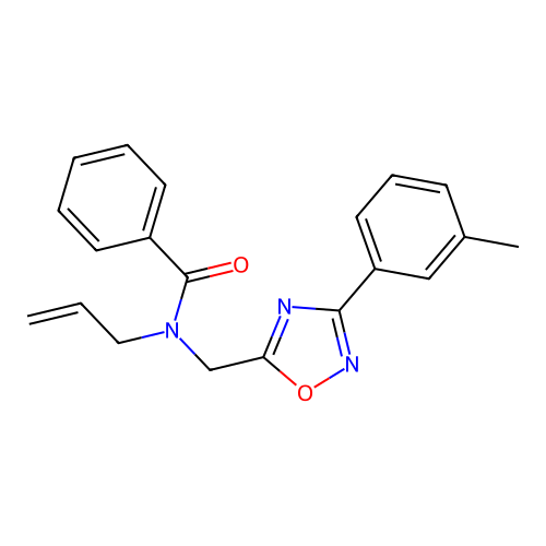 N-[[3-(3-methylphenyl)-1,2,4-oxadiazol-5-yl]methyl]-N-prop-2-enylbenzamide structure