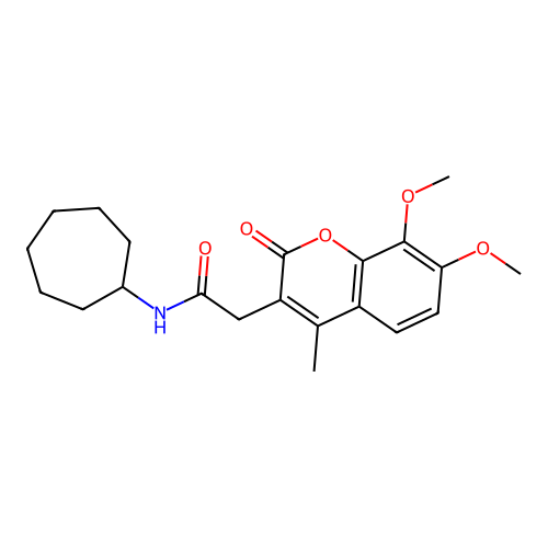 N-cycloheptyl-2-(7,8-dimethoxy-4-methyl-2-oxo-2H-chromen-3-yl)acetamide structure