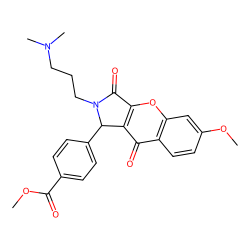 methyl 4-{2-[3-(dimethylamino)propyl]-6-methoxy-3,9-dioxo-1,2,3,9-tetrahydrochromeno[2,3-c]pyrrol-1-yl}benzoate structure