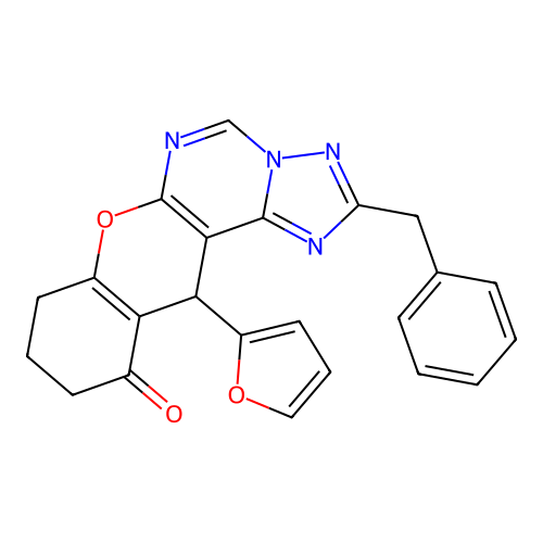 2-benzyl-12-(furan-2-yl)-8,9,10,12-tetrahydro-11H-chromeno[3,2-e][1,2,4]triazolo[1,5-c]pyrimidin-11-one structure