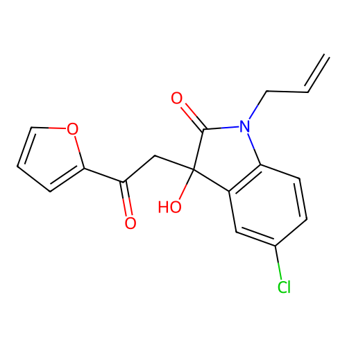 5-Chloro-3-[2-(furan-2-yl)-2-oxoethyl]-3-hydroxy-1-prop-2-enylindol-2-one structure