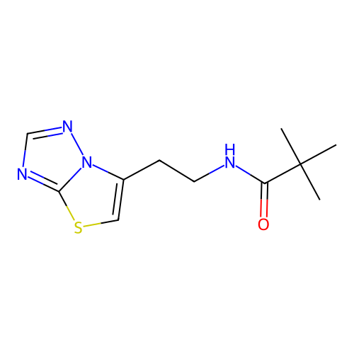 2,2-dimethyl-N-[2-([1,3]thiazolo[3,2-b][1,2,4]triazol-6-yl)ethyl]propanamide structure